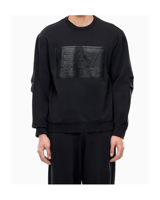 Emporio Armani Blue Logo-Patch Long-Sleeve Sweater for men