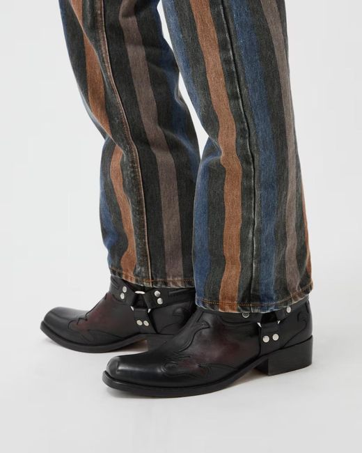 Versace Black Sylvester Harness Western Boots for men