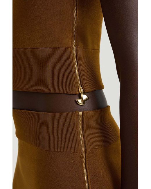 Patou Brown One-Shoulder Knit Top