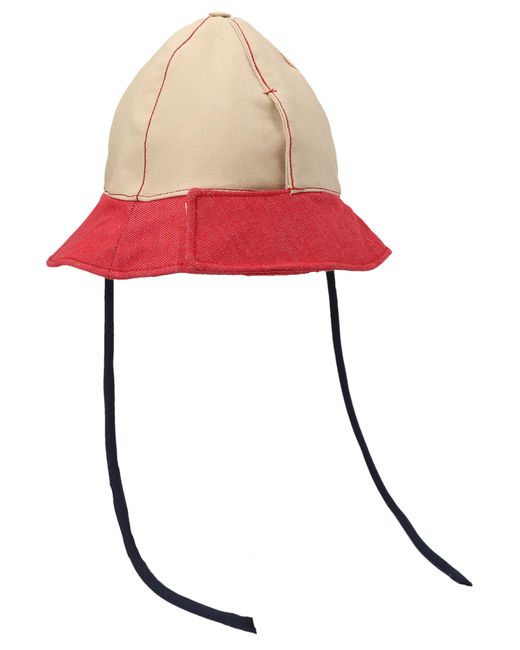 Sunnei Red Denim Bucket Hat for men