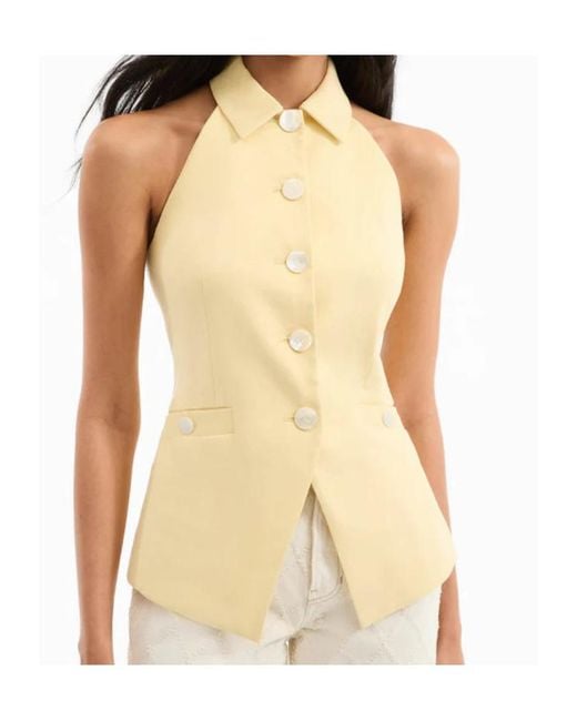 Veronica Beard Yellow Orlinda Linen-Blend Twill Vest