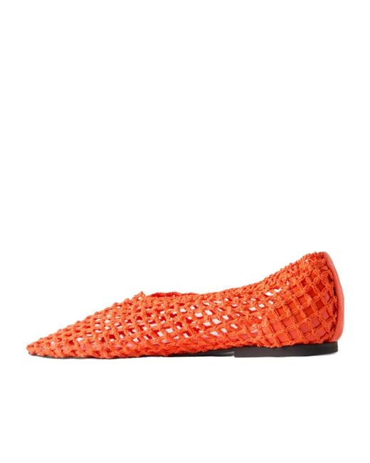 Proenza Schouler Red Slant Crocheted Ballet Flats