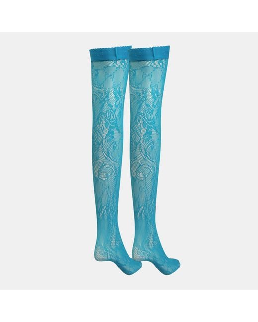 Gucci Blue Logo Mid-Calf Socks