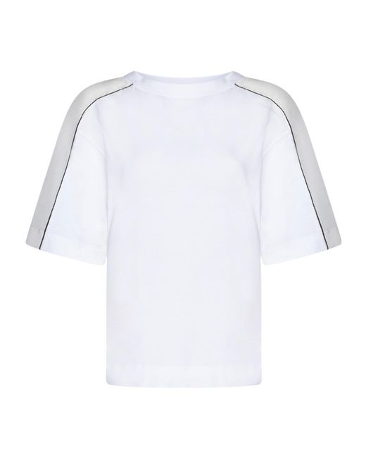 Brunello Cucinelli White Panelled Crewneck T-Shirt