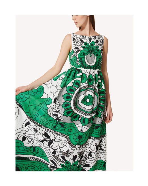 RED Valentino Green Floral-Printed V-Back Midi Dress
