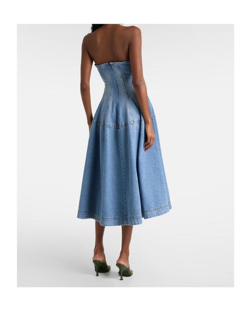 Magda Butrym Blue Flared Denim Midi Dress