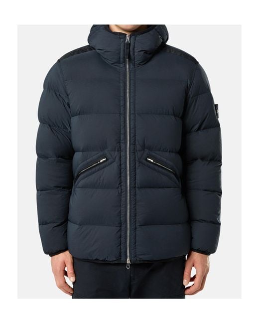 Stone Island Blue Padded Hooded Puffer Jacket for men