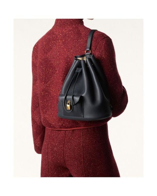 Loro Piana Black Drawstring Leather Backpack