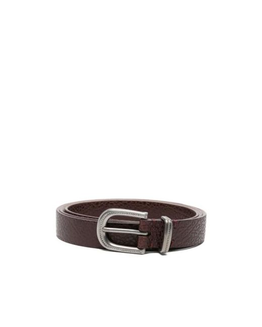 Brunello Cucinelli White Textured Buckle Belt