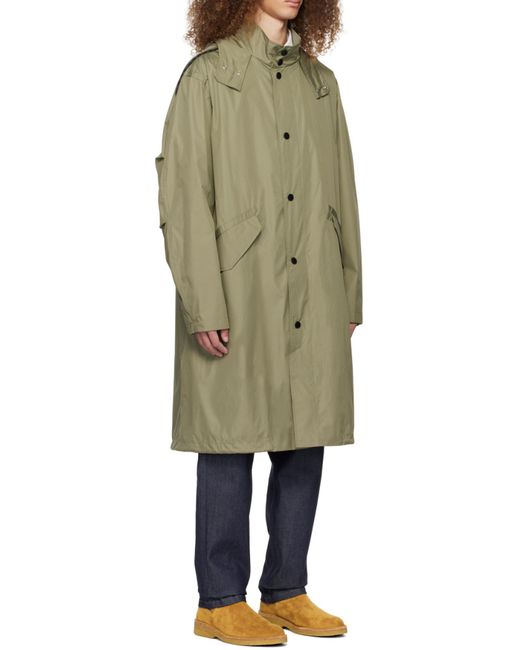 A.P.C. Green Button-Up Hooded Coat for men