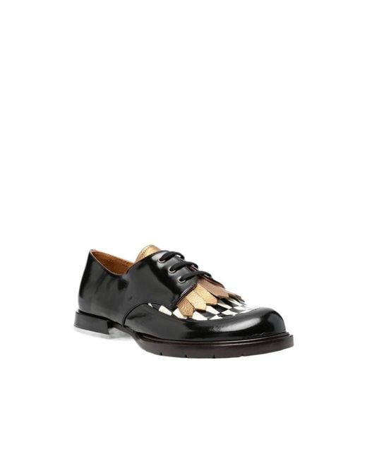 Chie Mihara Black Round-Toe Lace-Up Shoes