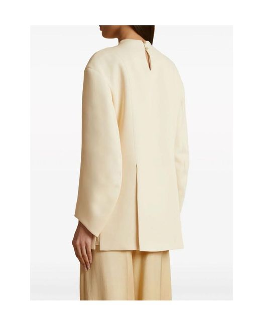 Khaite Natural The Mahni Slit-Detailed Crewneck Blouse