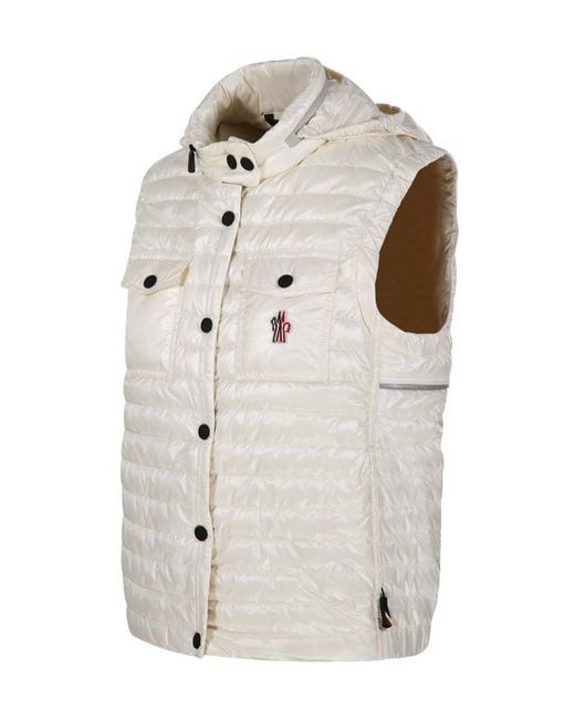Moncler White Grenoble Logo Patch Padded Gilet