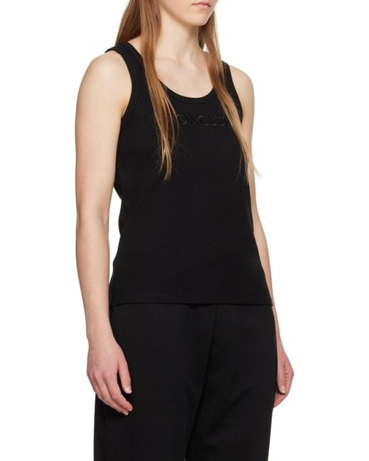 Moncler Black Logo Embroidered Ribbed Tank Top