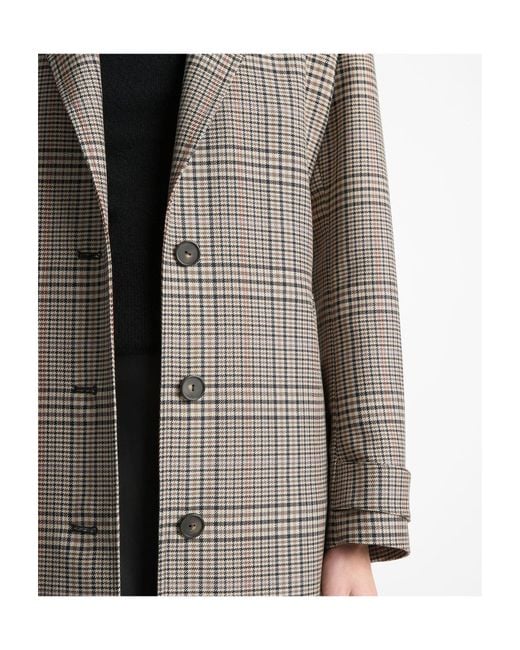 Vince Gray Embossed Plaid Wool Coat