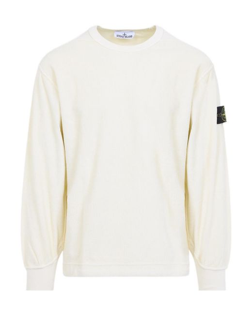 Stone Island White Long-Sleeve Sweatshirt for men