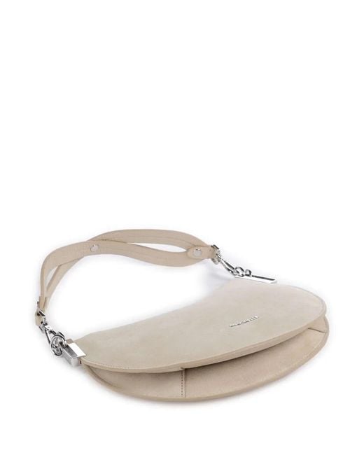 Coccinelle White Logo Lettering Small Sunup Crescent Shoulder Bag