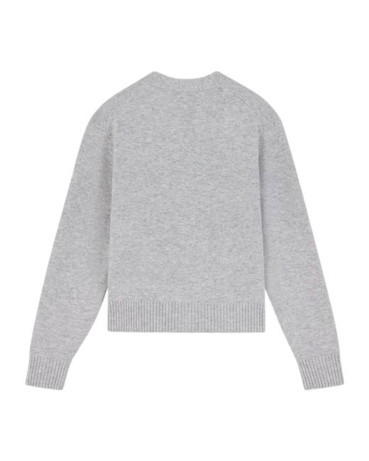 Maison Kitsuné Gray Maison Kitsuné Bold Fox Head Embroidered Knit Cardigan