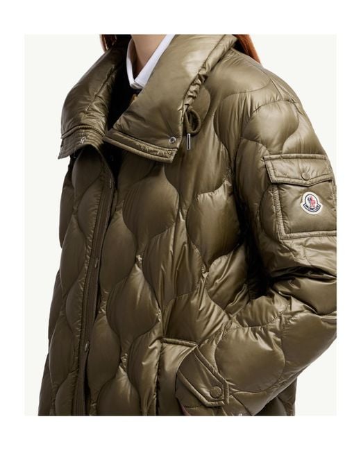Moncler Green Lombi Hooded Mid Length Down Jacket