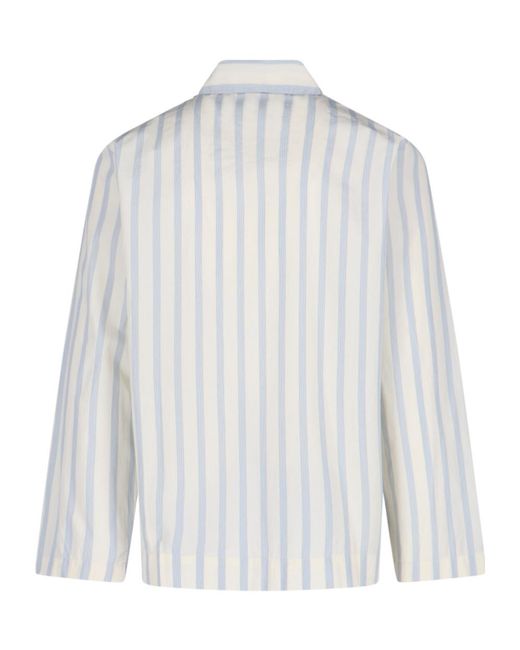 Tekla White Striped Long-Sleeved Shirt Pajamas for men