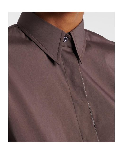 Brunello Cucinelli Brown Monili Cotton-Blend Top