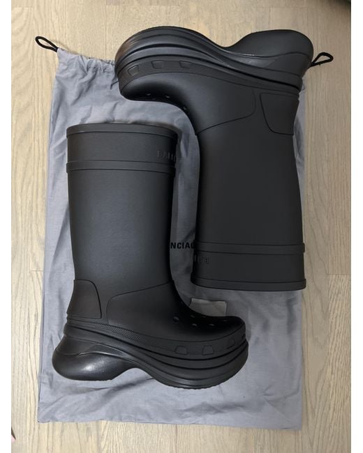 Balenciaga Black X Crocs Logo Debossed Boots