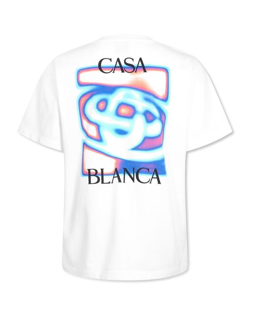 Casablanca White Crew Neck Printed T-Shirt for men