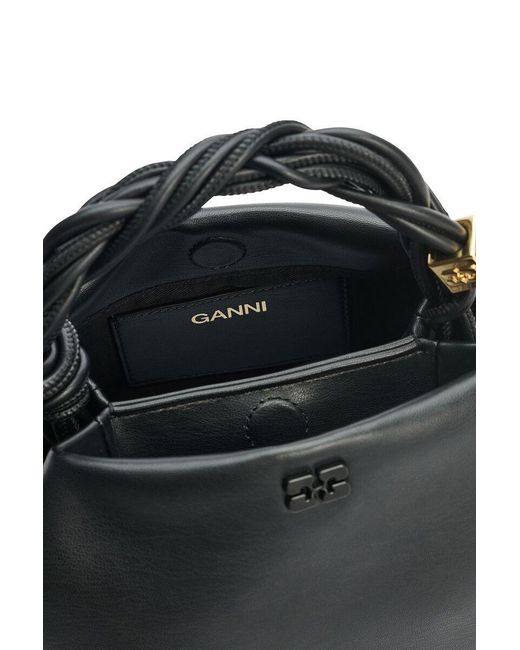 Ganni Black Bou Twisted Handle Small Shoulder Bag
