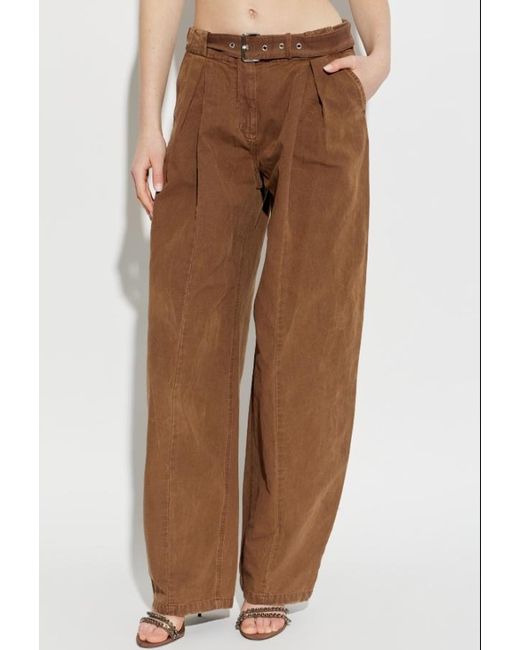 Blumarine Brown Pleated Belted Trousers