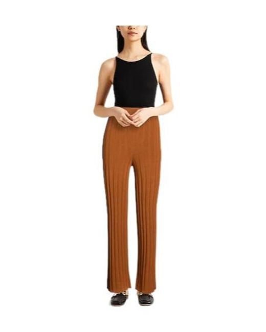 Max Mara Brown Loose High-Waist Knit Trousers