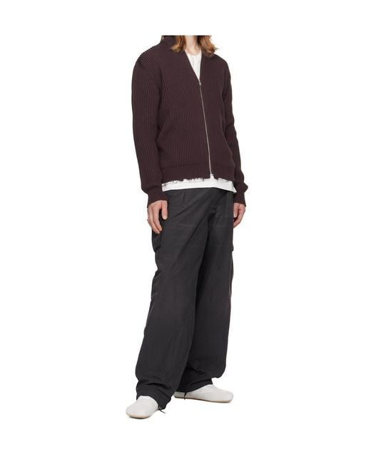 MM6 by Maison Margiela Red Ribbed-Knit Zipped Cardigan for men