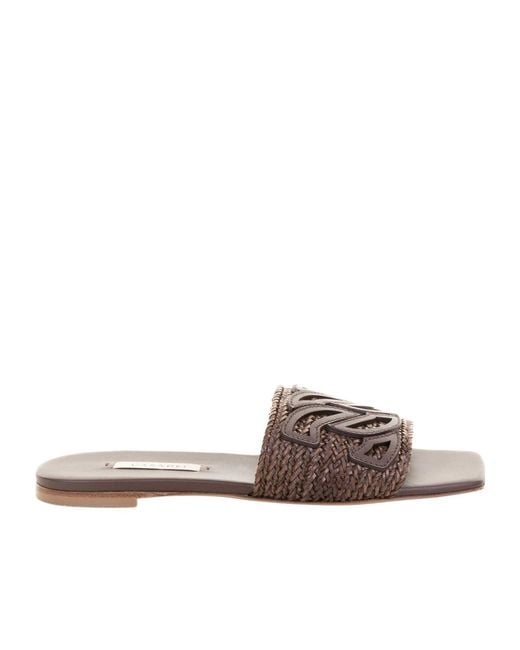 Casadei Brown Square Toe Slippers