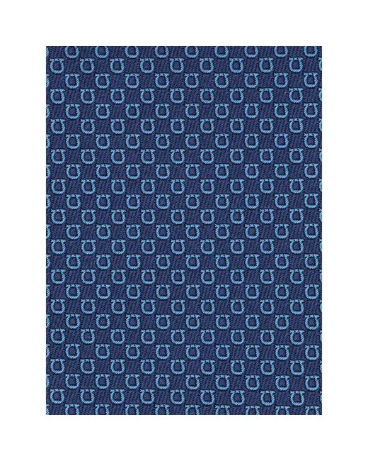 Ferragamo Blue Micro Gancini Print Silk Jacquard Tie for men