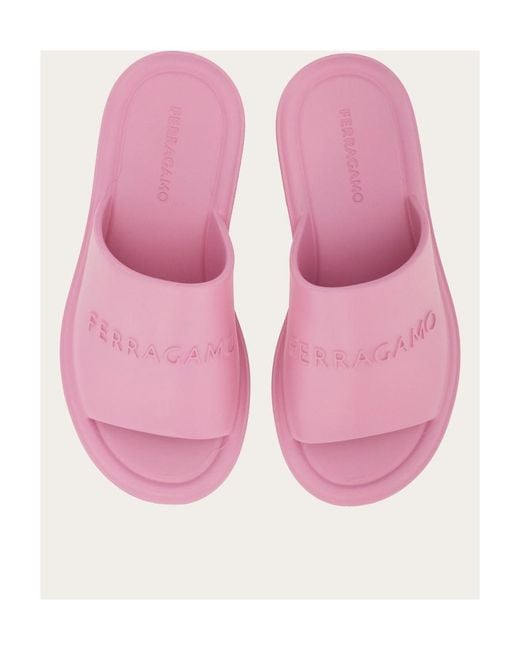 Ferragamo Pink Knurled Slippers