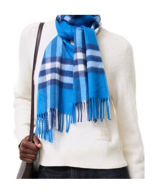 Burberry Blue Check Cashmere Scarf