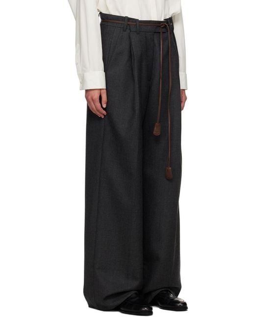 The Row Black Pleat-Front Wide-Leg Trousers