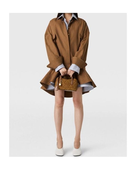 Stella McCartney Brown Washed Peplum Shirt Dress