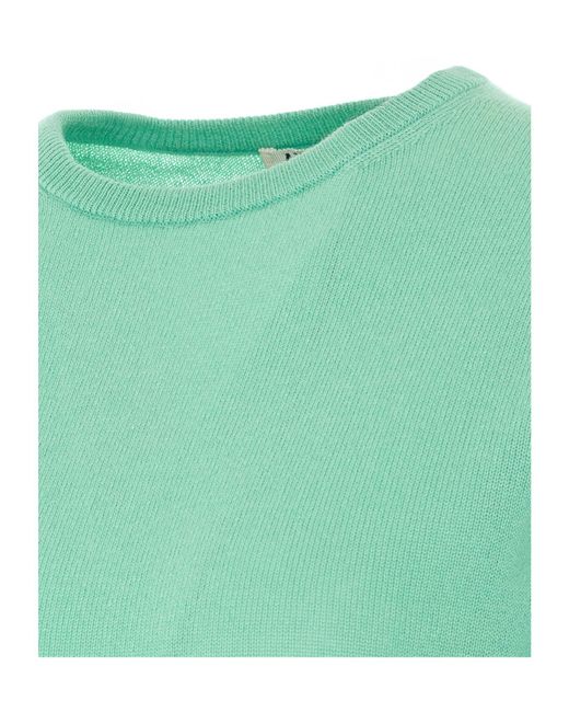 Auralee Green Cashmere Blend Crew Neck Knit Sweater