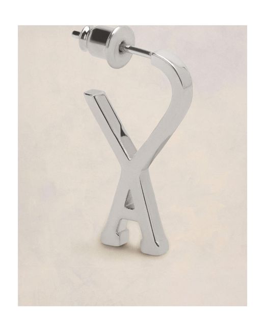 AMI White Ami De Coeur Small Hoop Earrings for men