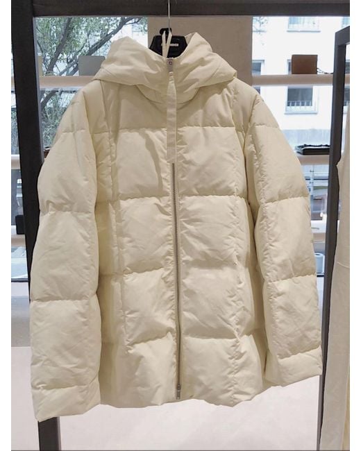 Jil Sander White Padded Zipped Coat
