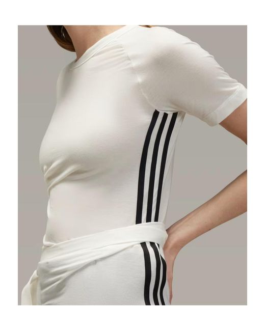 Y-3 White 3-Striped Drawstring T-Shirt