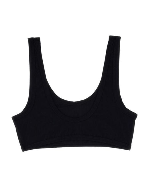 Jil Sander Black Logo-Printed Scoop Neck Bikini Top