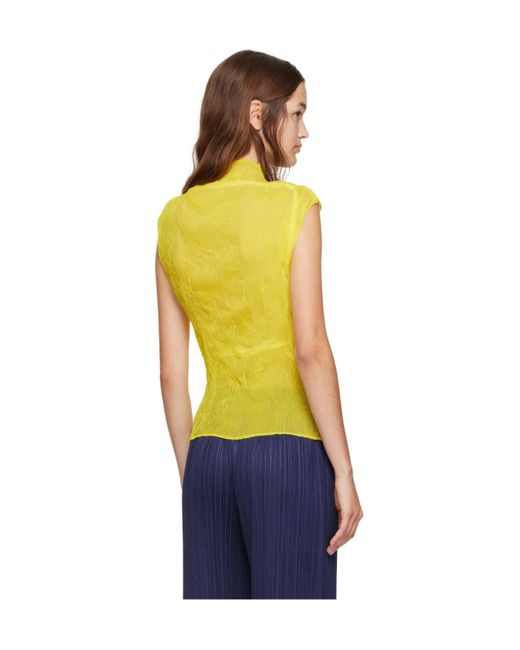 Issey Miyake Yellow Twisted Chiffon Top