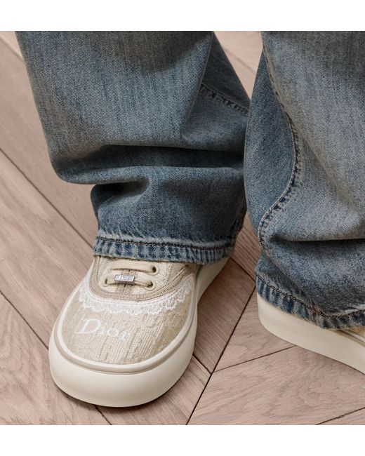 Dior White Lace-Up Sneakers