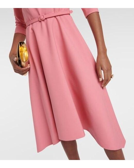 Oscar de la Renta Pink Wool-Blend Midi Dress