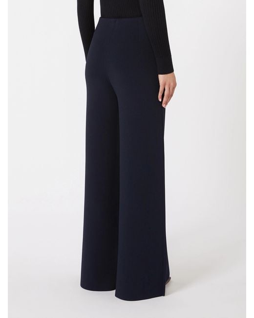 Max Mara Blue Knit Wide-Leg Trousers