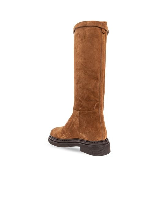 Dolce & Gabbana Brown Logo Plaque Boots