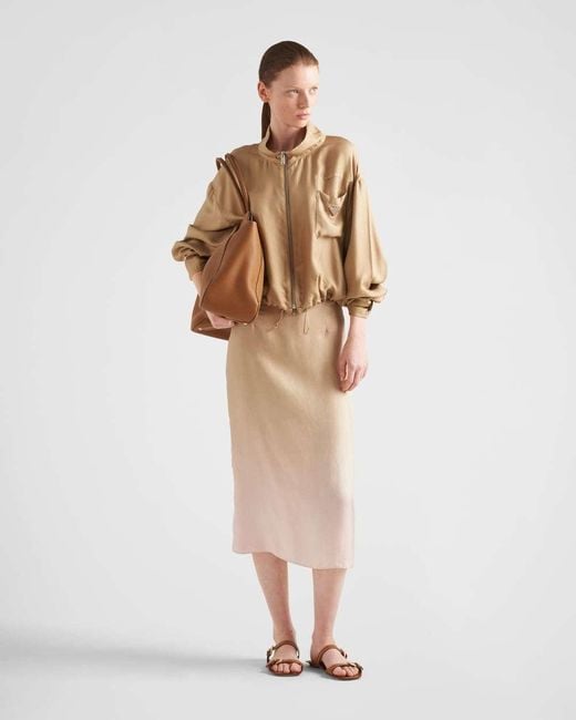 Prada Natural Tie-Dyed Midi Skirt