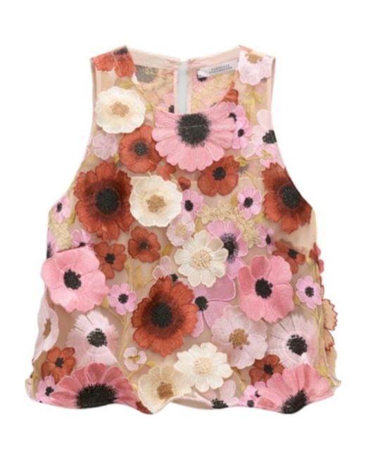 Dorothee Schumacher Red A-Line Top With 3D Embroidery