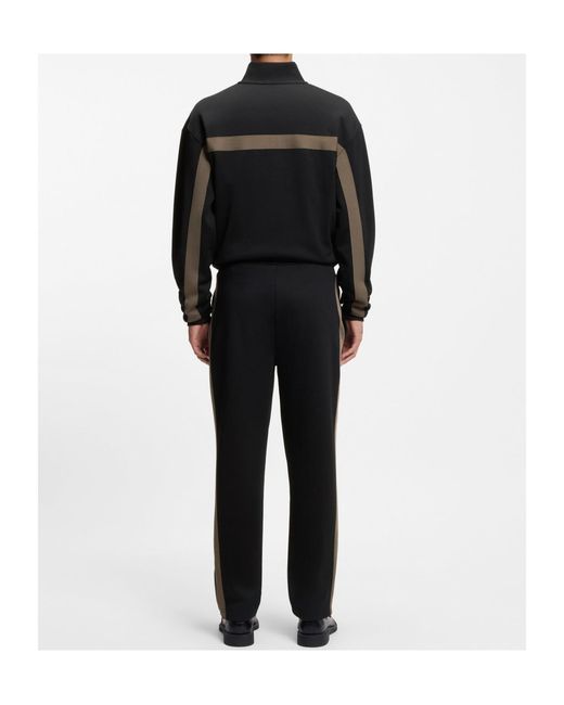 Boss Black Side-Stripe Drawstring Sweatpants for men